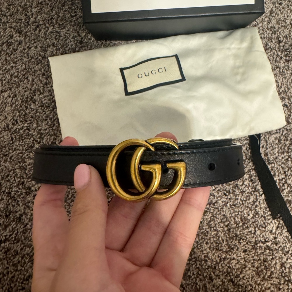 Gucci Black Belt with Gold GG Buckle